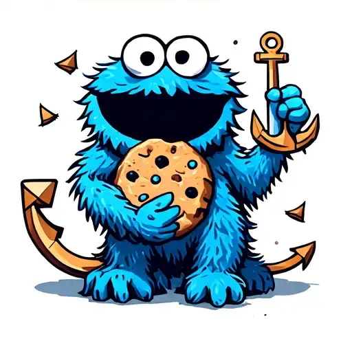 Cookie Monster With An Anchor Tattoo Featuring