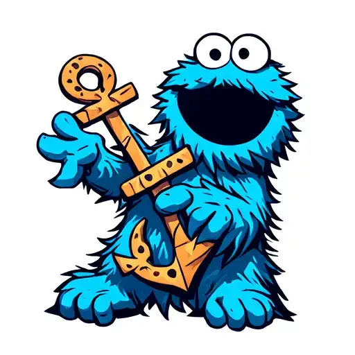 Cookie Monster With An Anchor Intertwined