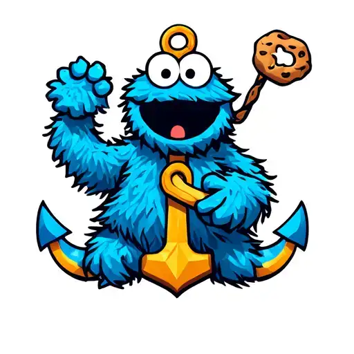 Cookie Monster With An Anchor Intertwined