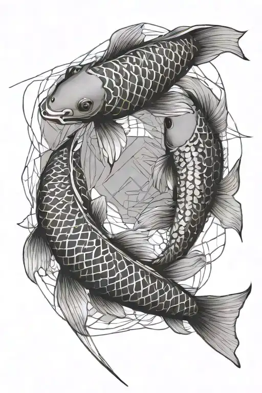 2 Koi Fishes Swimming Together