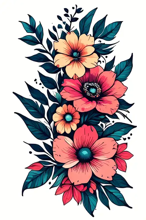 Flowers And Geometric Design Incorporating