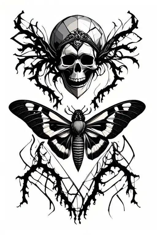 God Of Death Moth With Skulls