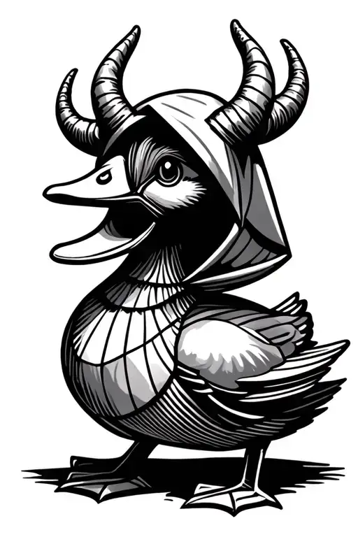 Donal Duck With Horns And Hood
