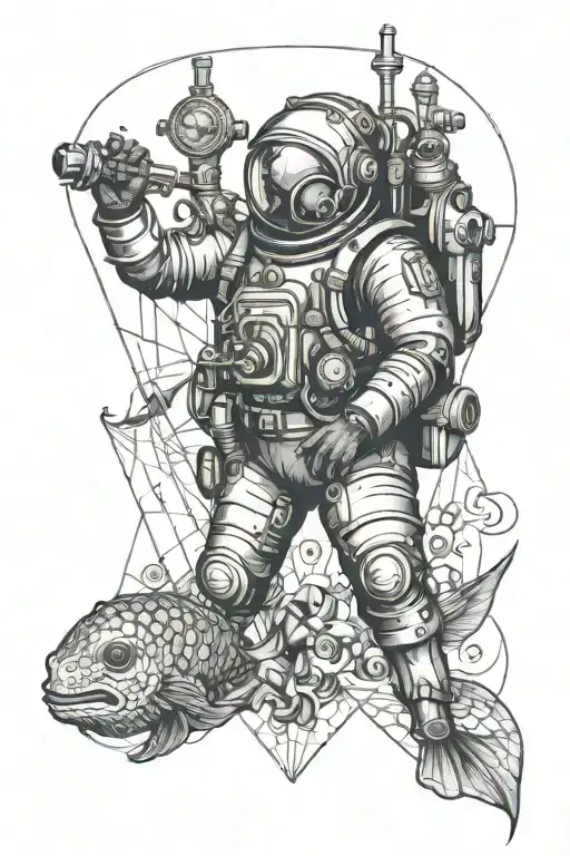 Victorian Deep Sea Diver Scene