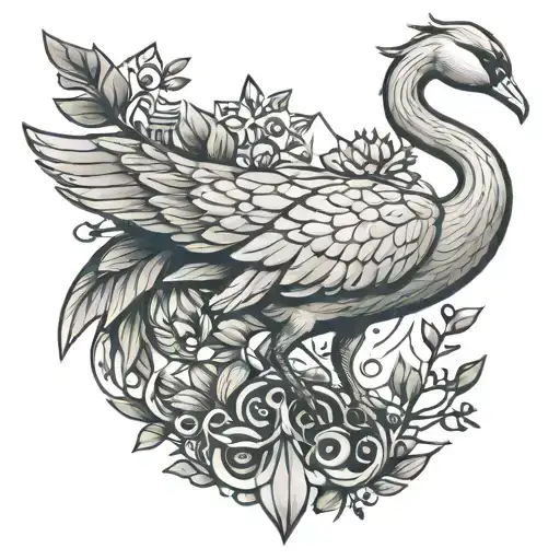 A Swan With A Crown And At Its Feet A Branch Of Olive Tree And A Branch Of Oak Tree