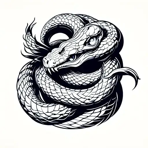 Cobra Wrapped Around Upper Arm Sleeve Finishing At The Chest
