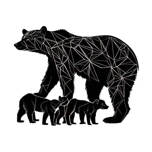 Momma Bear And 3 Cubs