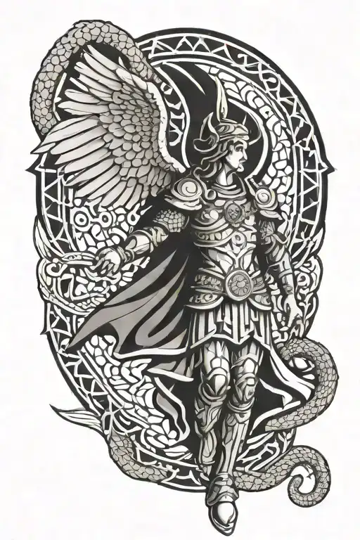 Saint Michael Standing Over A Serpent