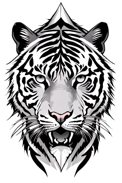 Biomechanical Polynesian Tiger Tattoo Design