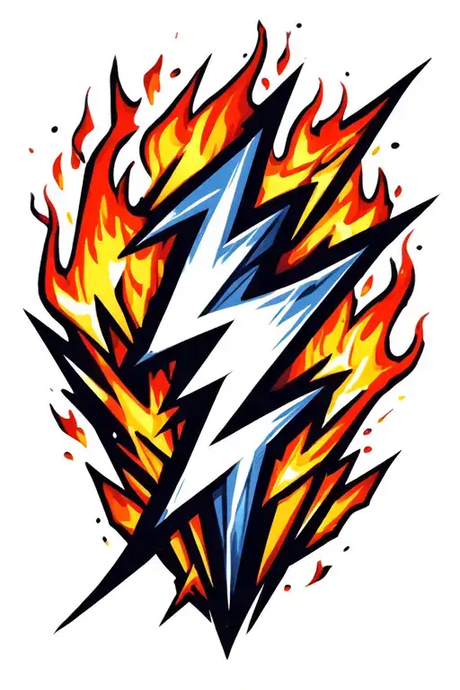 Lightning Bolt Striking The Ground Into Flames Left Arm Sleeve