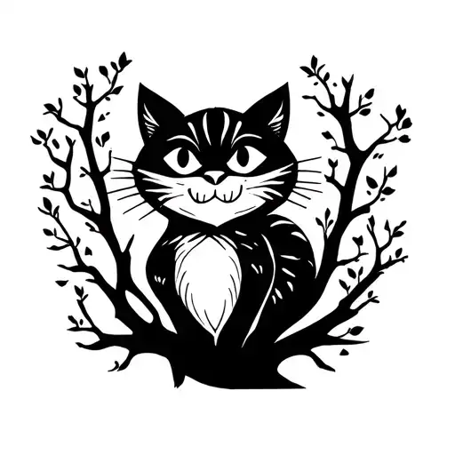 Happy Cheshire Cat In A Tree