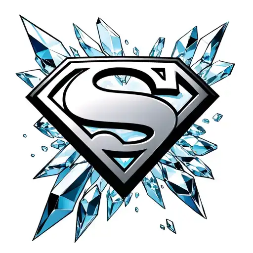 Black Superman Logo Fortress Of Solitude Background With Crystals Black Outlines Only