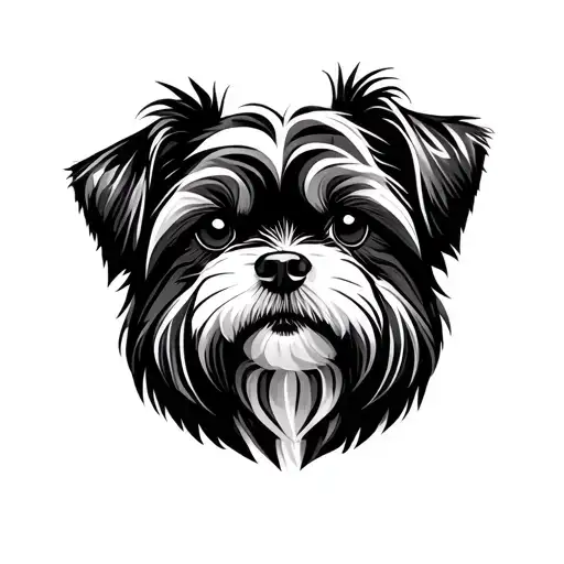 Black Shitzu Dog Face With Floppy Ears