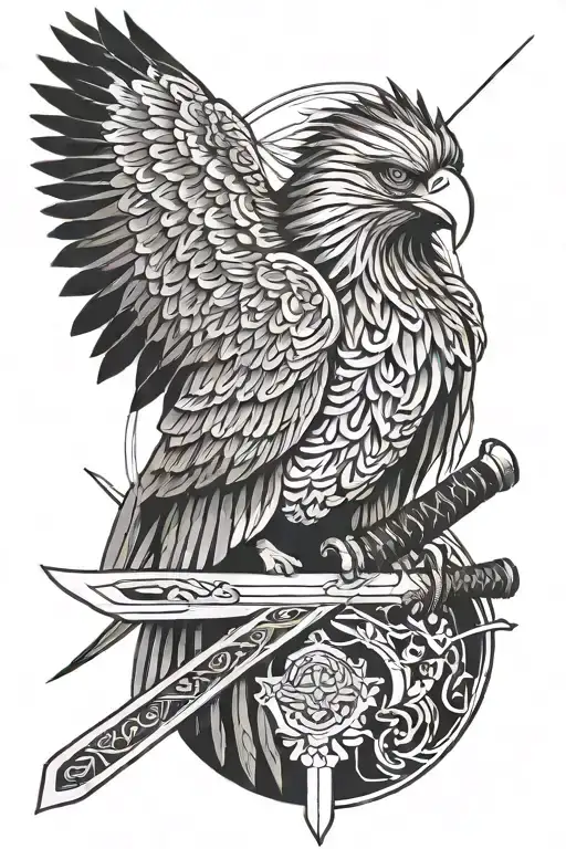 Katana With Eagle Head And Wings
