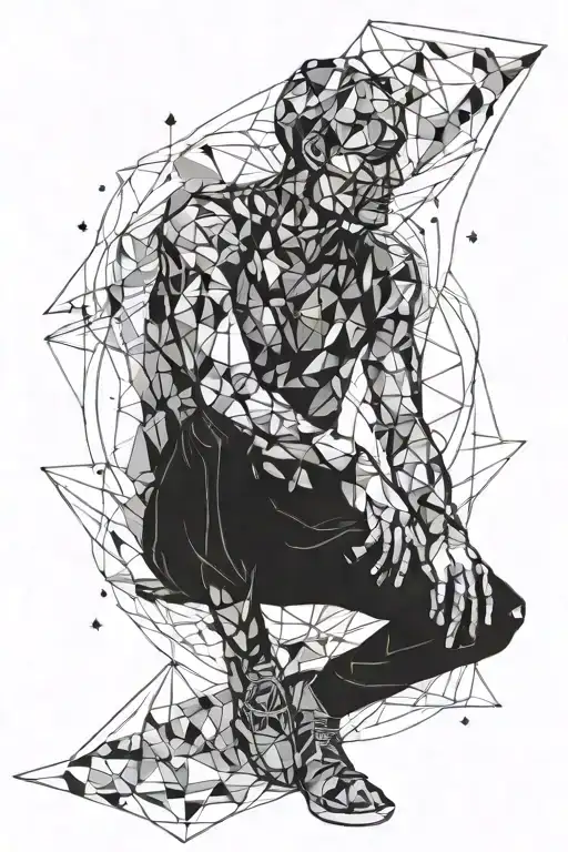 Figure Made Of Galaxies Rising Above A Man Sitting