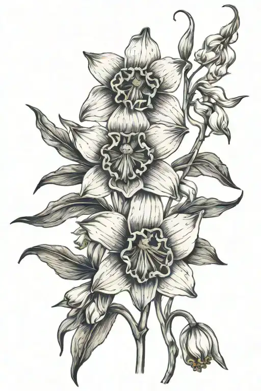 Daffodil Sweet Pea Lily Of Valley Intertwined With Eachother