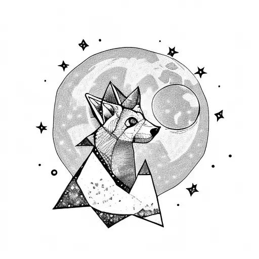 A Punk Rock Fox Howling At The Moon From A Hilltop