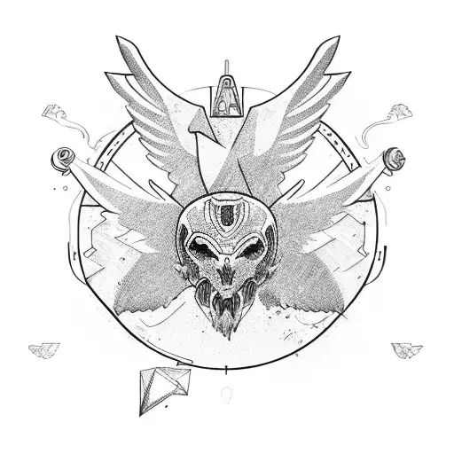 Man With Wing And A Phonex On Other Hand