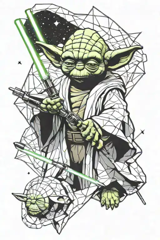 Yoda With Lightsaber In Space With Calculus Proofs Behind Him
