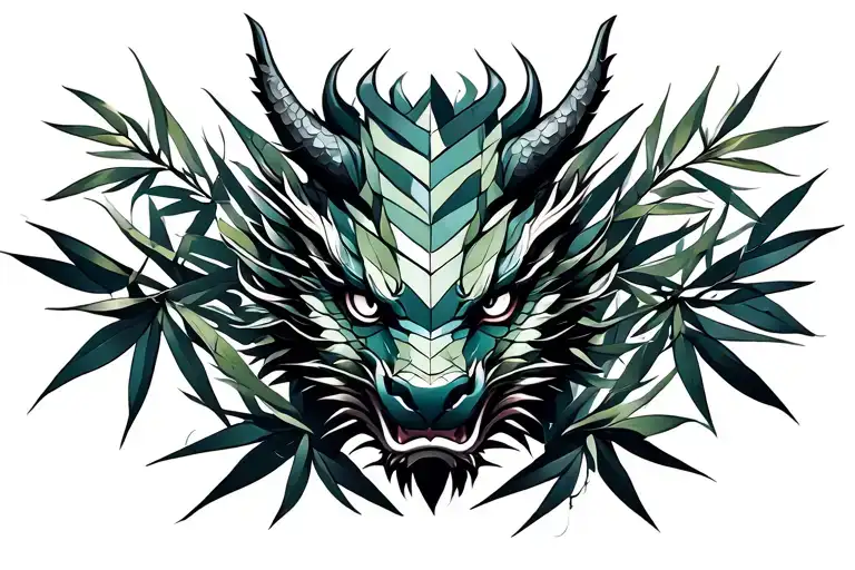Frontface Dragon With Bamboo Leaves