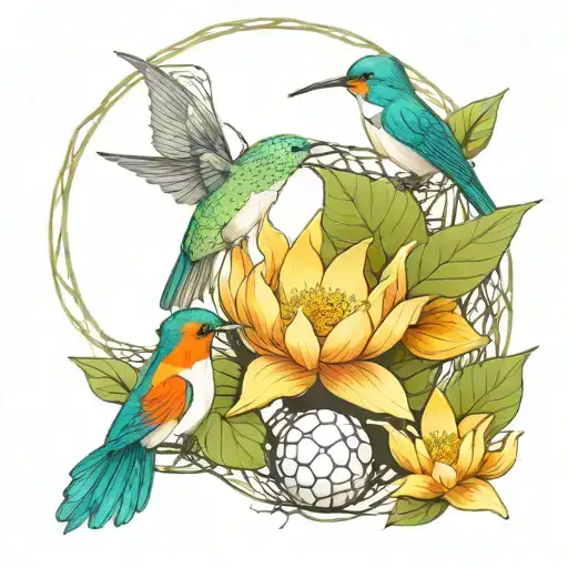 Twig Wreath Hummingbird Nest Lotus Flower With 3 Eggs