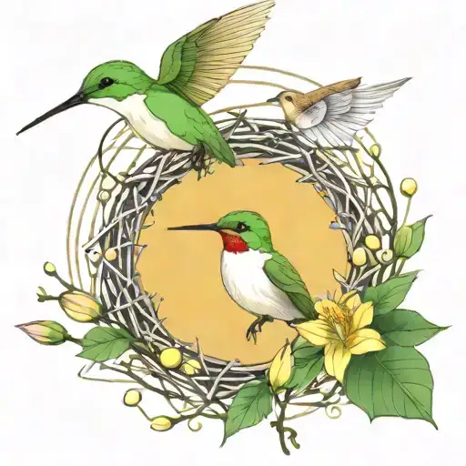 Twig Wreath Hummingbird Nest Lotus Flower With Eggs