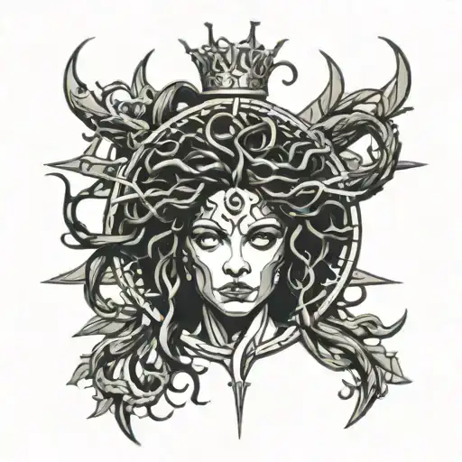 Medusa And Crown Of Thorns Wrapped