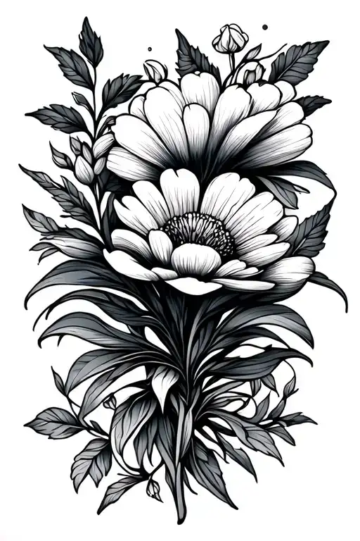 Different Flowers On A Linear