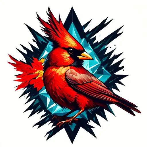 Cardinal Bird Rising From Ashes