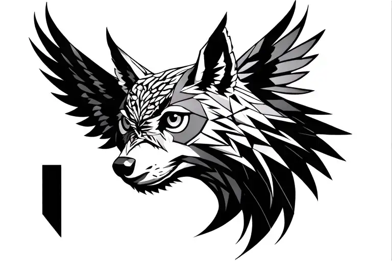Wolf's Head And Flying Owl