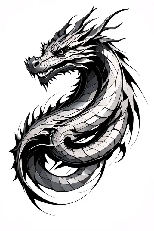 Futuristic Dragon Coiled