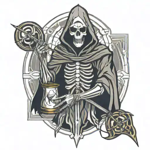 Grim Reaper Holding Hour Glass