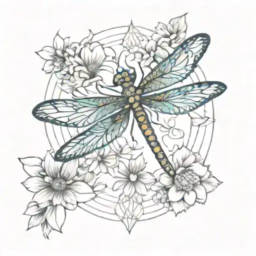 Dragonfly Pond And Flowers