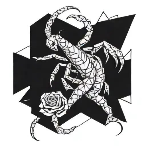 Scorpion Avec Une Rose Intertwined