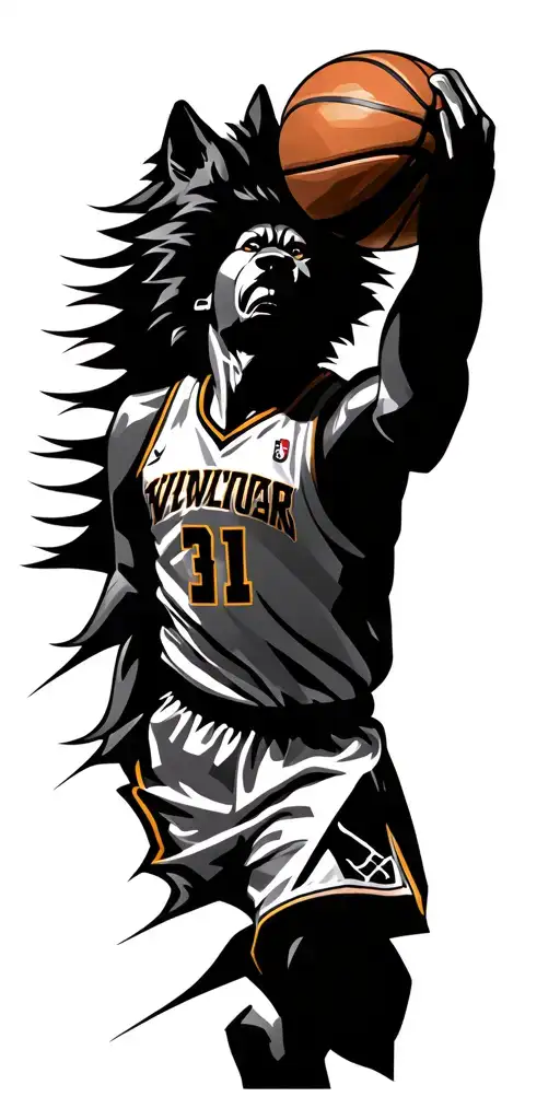 Wolf Basketball Player Dunking Tattoo