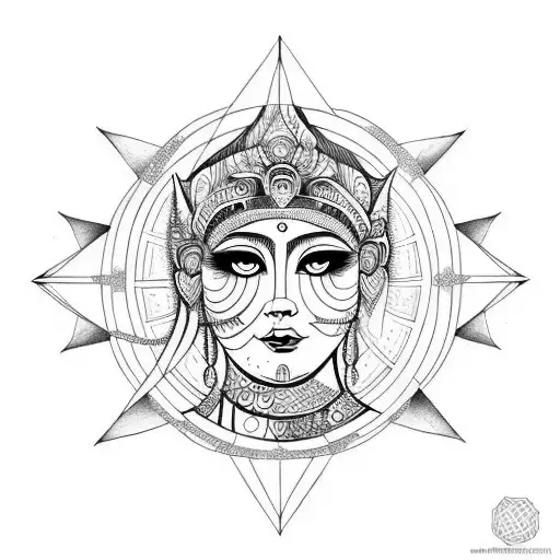 Goddess With Full Moon And A Black Cat