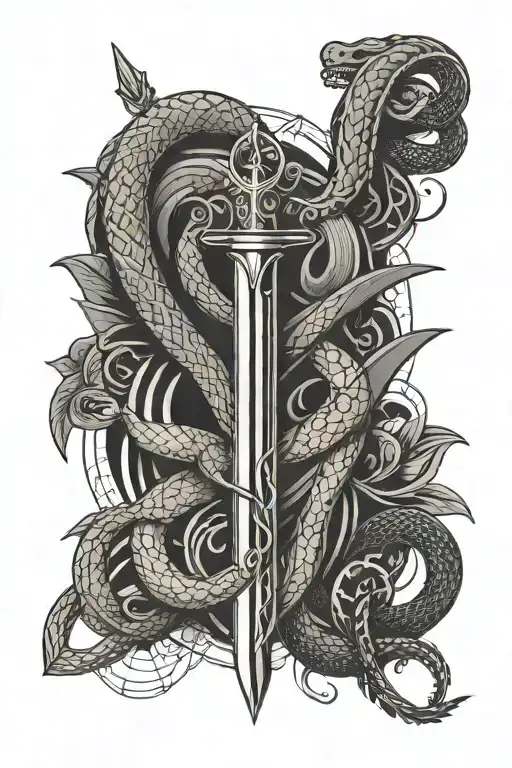 Dagger And Snake Intertwined