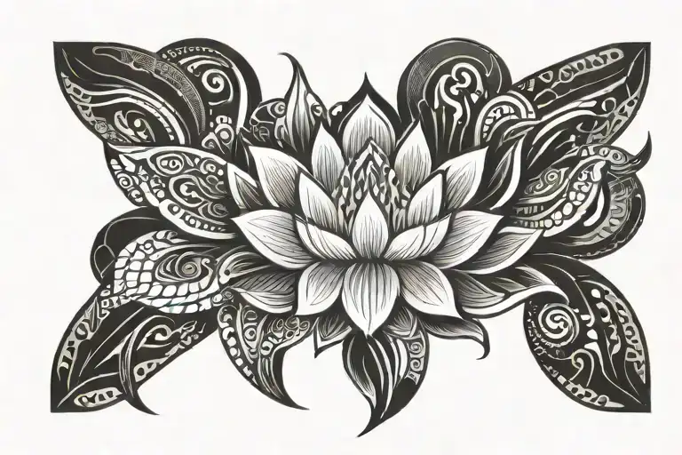Lotus And Phoenix Tribal Design