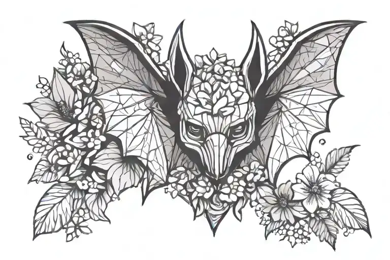 Cute Bat With Flowers