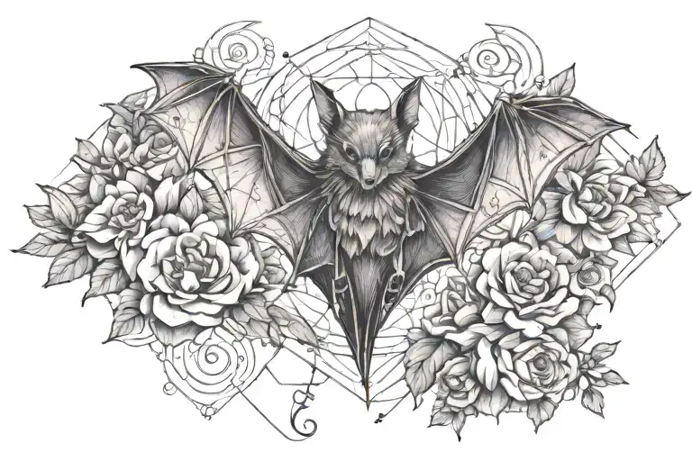 Feminine Bat With Flowers