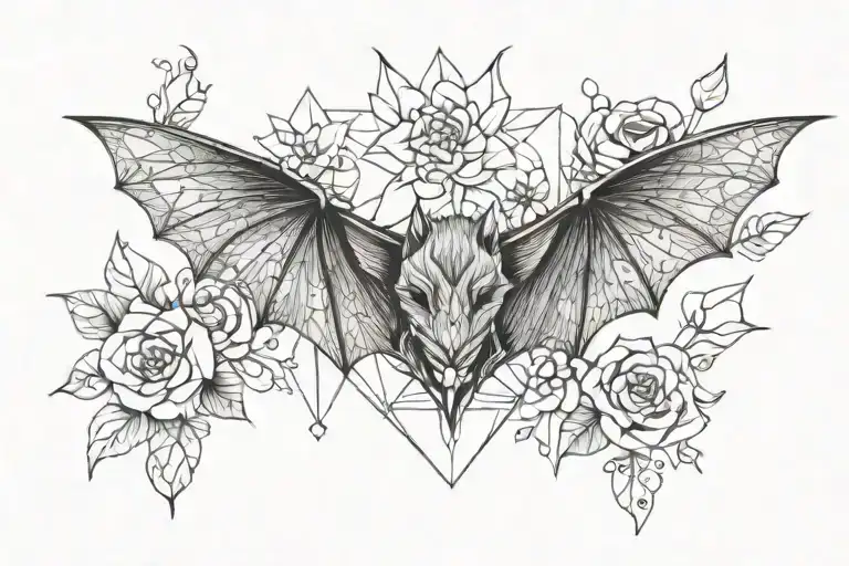 Feminine Bat With Flowers