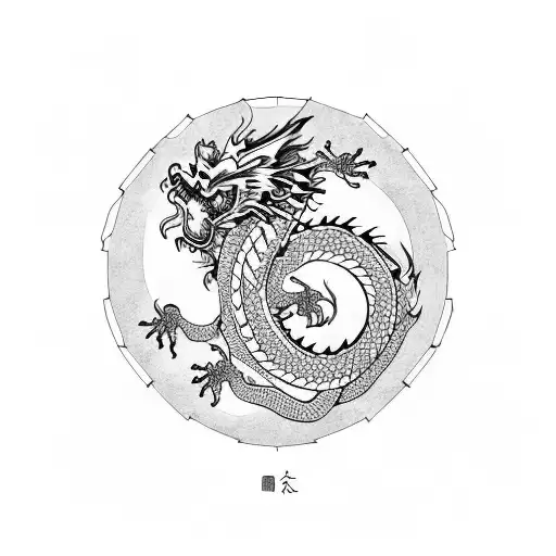 Chinese Dragon Curved In A Circle