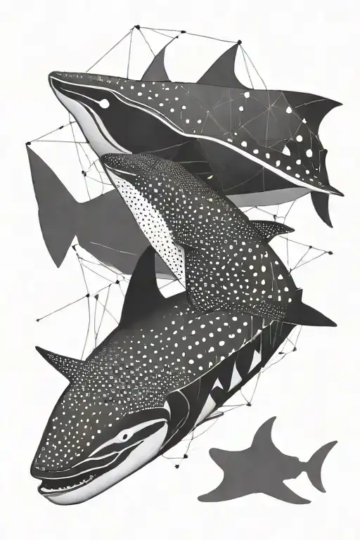 Whaleshark And Manta Ray Swimming Gracefully