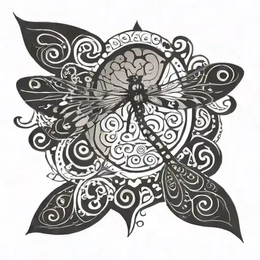 Dragonfly With Swirls Behind It