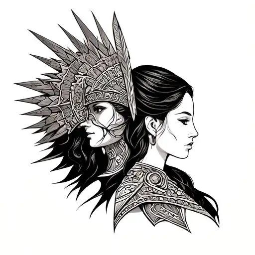 Warrior With Female On A Leach