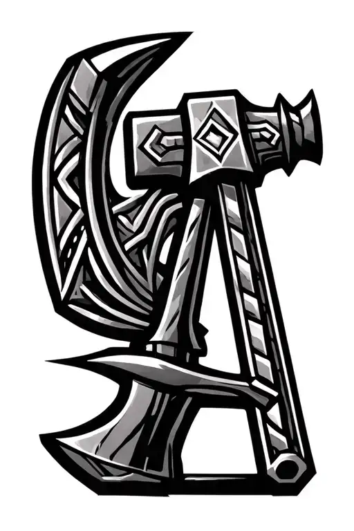 Art Deco Dwarven Hammer And Anvil