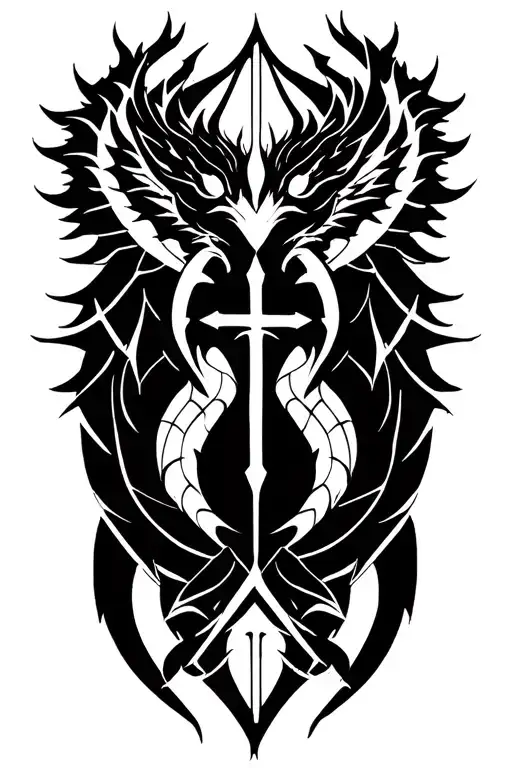 Inverted Cross And Dragon