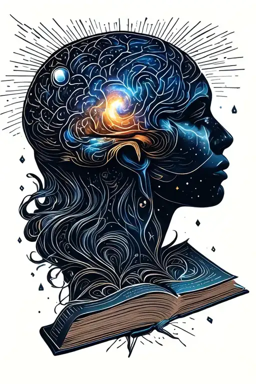Open Book That A Galaxy Comes Out And Connects With A Beautiful Brain
