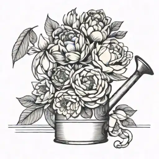 Peonies And Magnolias Coming Out Of An Old School Watering Can