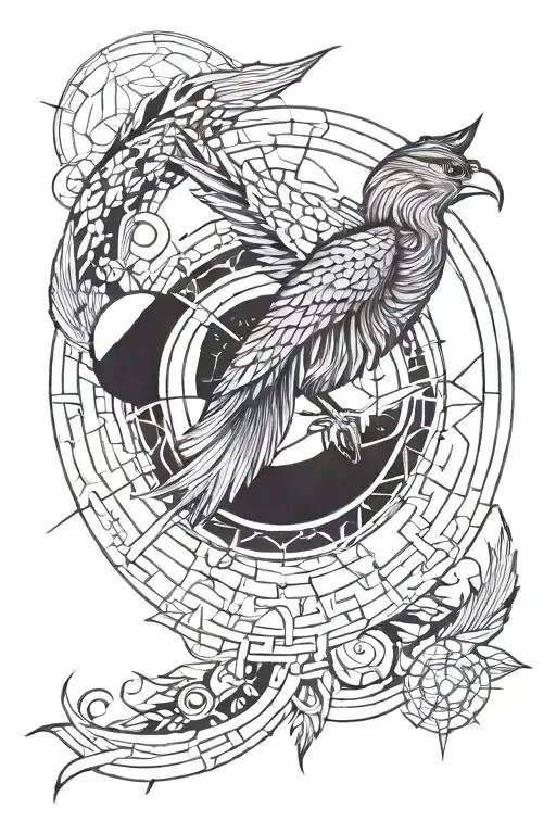 Planets Phoenix Geometric Design Incorporating Elements